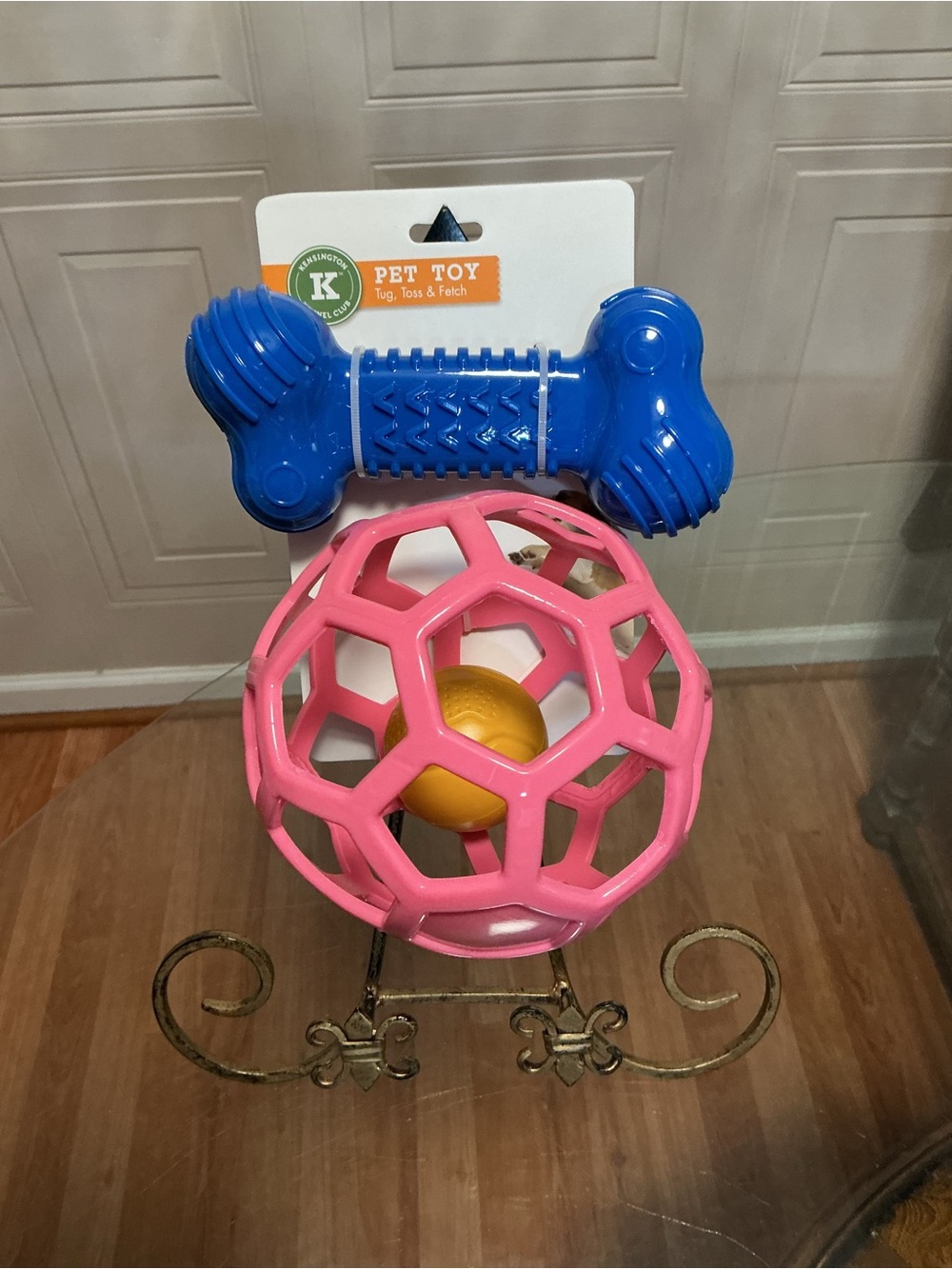 Kensington Multicolor Set Of  Cage Ball & Bone  With Loud Squeaker Set
